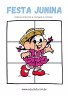Quebra-cabeça Festa Junina - Turma da Mônica Quebra-cabeça Festa Junina - Turma da Mônica para Creche, Pré-Escola de Datas Comemorativas, Festa Junina, Turma da Mônica...