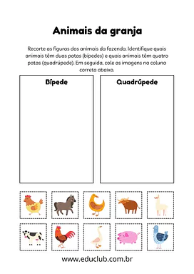 Bípedes ou quadrúpedes para 3º Ano, 2º Ano, 1º Ano de Ciências - Material educacional