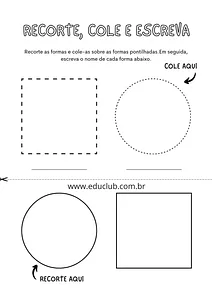 Recorte cole e escreva o nome das figuras geométricas