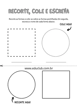 Recorte cole e escreva o nome das figuras geométricas Recorte cole e escreva o nome das figuras geométricas para 2º Ano, 1º Ano, Pré-Escola de Geometria - Material educacional