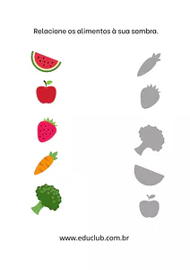 Atividade sombra das frutas e vegetais