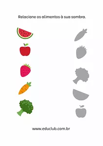 Atividade sombra das frutas e vegetais