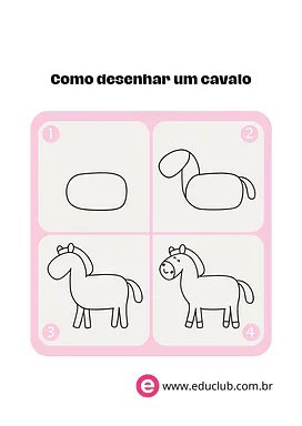 Como desenhar um cavalo para Creche, 5º Ano, 4º Ano, 3º Ano, 2º Ano, 1º Ano, Pré-Escola de Artes - Material educacional