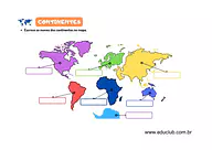 Exercício sobre os continentes Exercício sobre os continentes para 3º Ano, 2º Ano, 1º Ano de Geografia, Continentes - Material educacional