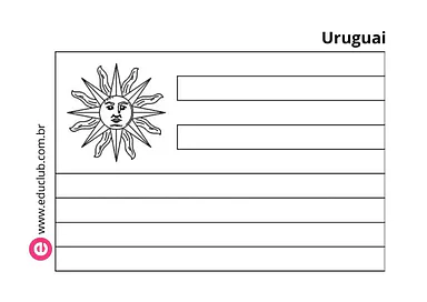 Bandeira do Uruguai para colorir Bandeira do Uruguai para colorir para 5º Ano, 4º Ano, 3º Ano, 2º Ano, 1º Ano de Geografia, América do Sul - Material educa...