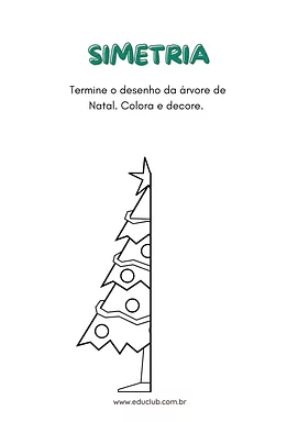 Atividade de simetria árvore de Natal para 3º Ano, 2º Ano, 1º Ano, Pré-Escola de Datas Comemorativas, Natal, Simetria, Art...