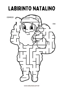 Labirinto Natalino - Papai Noel Labirinto Natalino - Papai Noel para 2º Ano, 1º Ano de Datas Comemorativas, Recursos Educativos, Natal, Passatempo - Mater...