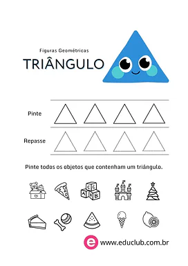Atividade triângulo Educação Infantil para Pré-Escola de Geometria, Figuras Geométricas - Material educacional