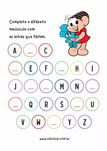 Complete o alfabeto com as letras que faltam