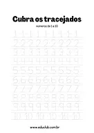 Numerais tracejados para cobrir e treinar Numerais tracejados para cobrir e treinar para Pré-Escola de Números, Matemática - Material educacional