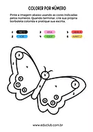 Colorir por número uma borboleta Colorir por número uma borboleta para 2º Ano, 1º Ano, Pré-Escola de Números, Cores, Matemática, Artes - Material educacional
