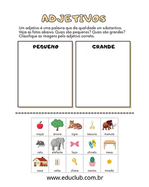 Atividade com adjetivos Atividade com adjetivos para 3º Ano, 2º Ano, 1º Ano de Língua Portuguesa - Material educacional