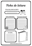 Ficha de leitura Ficha de leitura para 5º Ano, 4º Ano, 3º Ano, 2º Ano, 1º Ano de Língua Portuguesa - Material educacional