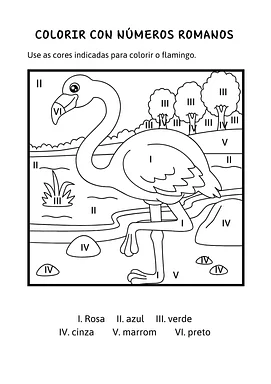 Colorir com números romanos para 3º Ano, 2º Ano, 1º Ano de Números, Passatempo, Matemática - Material educacional