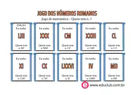 Jogo de matemática dos números romanos Jogo de matemática dos números romanos para 4º Ano, 3º Ano, 2º Ano de Recursos Educativos, Números, Habilidades Perceptiva...