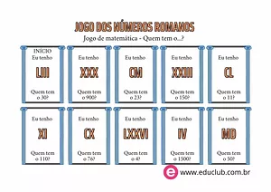 Jogo de matemática dos números romanos
