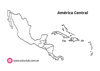 Mapa da América Central para colorir Mapa da América Central para colorir para 5º Ano, 4º Ano, 3º Ano de Geografia, América Central - Material educacional