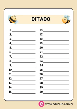 Modelo de folha para ditado Modelo de folha para ditado para 2º Ano, 1º Ano de Língua Portuguesa, Recursos Educativos, Ditado - Material educacional