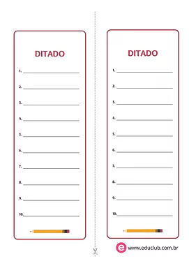 Folhinha para ditado Folhinha para ditado para 2º Ano, 1º Ano de Língua Portuguesa, Recursos Educativos, Ditado - Material educacional