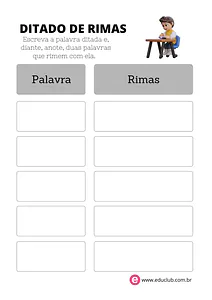 Folha para ditado de rimas