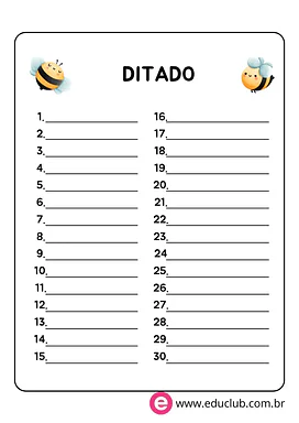 Folha para ditado com 20 palavras Folha para ditado com 20 palavras para 2º Ano, 1º Ano de Língua Portuguesa, Recursos Educativos, Ditado - Material educaci...