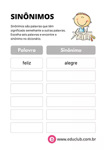 Atividade de sinônimos 2o ano