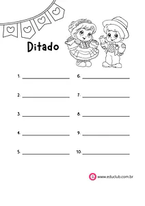 Folha de ditado Festa Junina