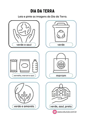 Atividade do Dia da Terra para Educação Infantil para Pré-Escola de Datas Comemorativas, Dia da Terra - Material educacional