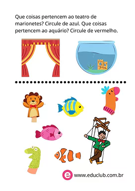 Atividade de agrupar para Pré-Escola de Língua Portuguesa, Vocabulário - Material educacional