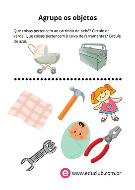 Atividade para circular os objetos para Pré-Escola de Língua Portuguesa, Vocabulário - Material educacional