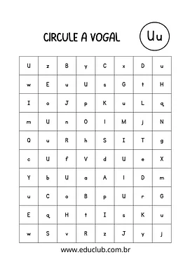 Circule as vogais Circule as vogais para 1º Ano de Língua Portuguesa, Vogais - Material educacional