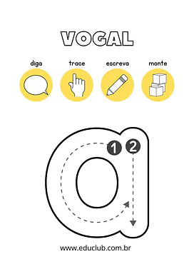 Atividade vogais Maternal para Creche, Pré-Escola de Língua Portuguesa, Vogais - Material educacional