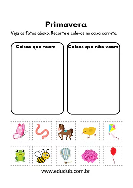 Voa ou não voa? para Creche, Pré-Escola de Ciências, Seres Vivos, Estações do ano, Experimentos - Material educacional