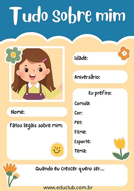 Tudo sobre mim - Autoconhecimento Tudo sobre mim - Autoconhecimento para 3º Ano, 2º Ano, 1º Ano de Ciências Sociais, Autoconhecimento - Material educacional