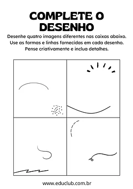 Desenho para completar para 5º Ano, 4º Ano, 3º Ano, 2º Ano, 1º Ano de Artes - Material educacional
