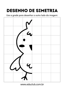 Desenho na malha quadriculada para completar para 1º Ano, Pré-Escola de Simetria, Artes - Material educacional