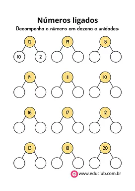 Números ligados para 1 ano para 2º Ano, 1º Ano de Operações básicas, Matemática - Material educacional
