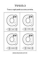 Atividade de cobrir as vogais para Pré-Escola de Língua Portuguesa, Vogais - Material educacional