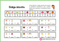 Código secreto Código secreto para 1º Ano de Operações básicas, Matemática - Material educacional