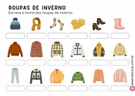 Atividade sobre as roupas de inverno Atividade sobre as roupas de inverno para 2º Ano, 1º Ano de Ciências, Estações do ano - Material educacional