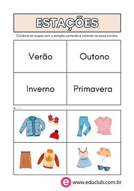Que roupa vestimos em cada estação do ano? para 2º Ano, 1º Ano de Ciências, Estações do ano - Material educacional