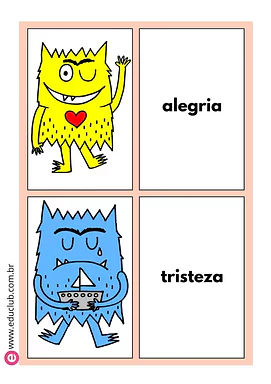 Cartões das emoções para Creche, Pré-Escola de Língua Portuguesa, Vocabulário, Educação Emocional, Emoções - Material educ...