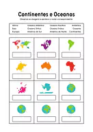 Atividade continentes e oceanos para completar Atividade continentes e oceanos para completar para 4º Ano, 3º Ano de Geografia, Planeta Terra, Oceanos - Material educaci...