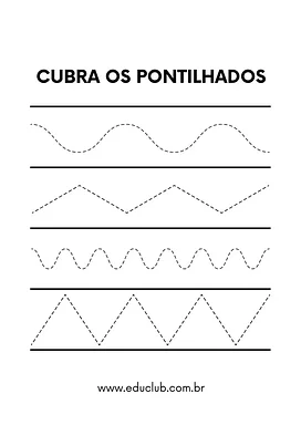 Atividade de pontilhado para Creche, Pré-Escola de Língua Portuguesa, Pré-escrita - Material educacional