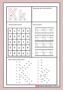 Atividade letra K Atividade letra K para 1º Ano de Língua Portuguesa - Material educacional