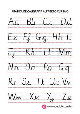 Alfabeto letra cursiva Alfabeto letra cursiva para 1º Ano de Língua Portuguesa, Alfabeto - Material educacional