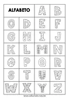 Alfabeto para colorir para 1º Ano, Pré-Escola de Língua Portuguesa, Alfabeto, Grafismos, Artes - Material educacional
