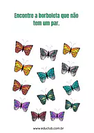Qual borboleta não tem par? Qual borboleta não tem par? para Pré-Escola de Habilidades Perceptivas, Atenção e Concentração - Material educacional