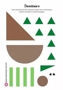 Dinossauro para recortar e montar de papel