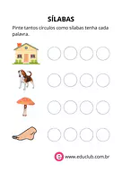 Atividade quantidade de sílabas para 1º Ano de Língua Portuguesa, Sílabas - Material educacional